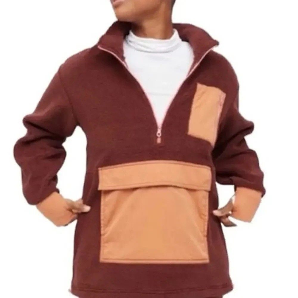 OFFLINE by Aerie Sherpa Nylon Quarter Zip Jacket Cabin Fever M Cozy Gorpcore